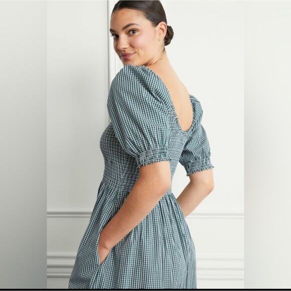 Hill House The Louisa Emerald Green Gingham Nap Dress - Picture 2 of 8